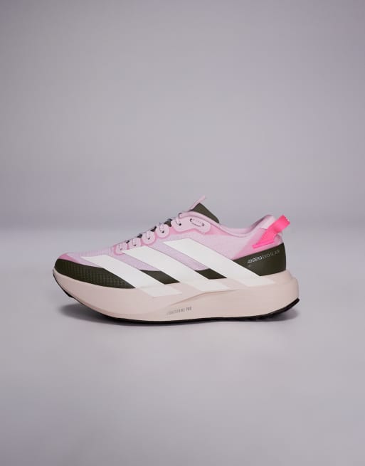 adidas Running Adizero EVO SL ATR trainers in pink stone with white stripes, 2 of 5
