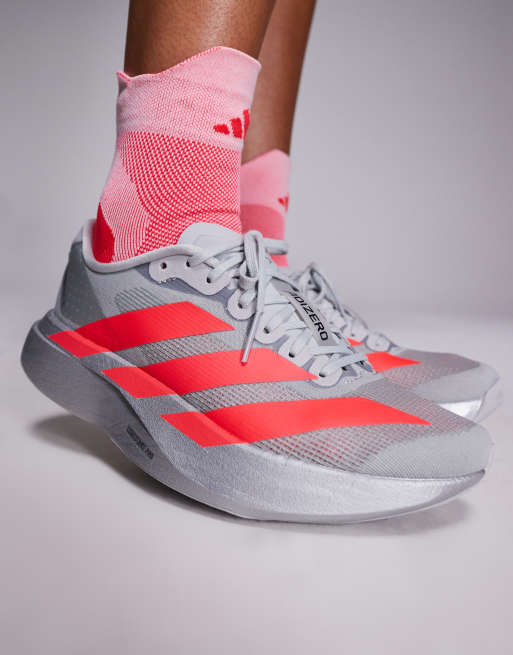 adidas Running - Adizero EVO SL - Sølvfarvede og neonrøde sneakers, 4 af 5