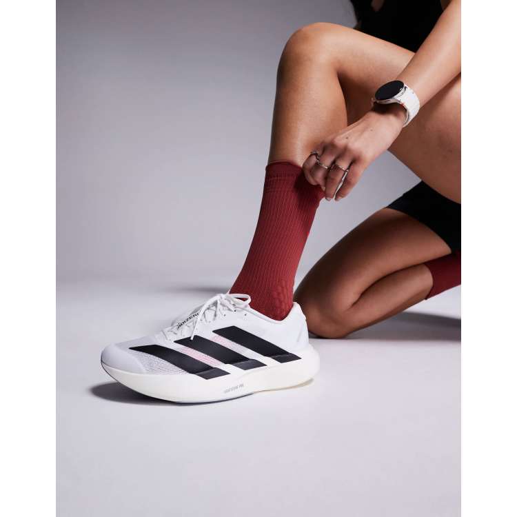 ADIDAS アティセロエホスニカ JR58390 LUCLEMCBLACKMSILVE adidas Running Adizero Evo SL sneakers in white and black | ASOS