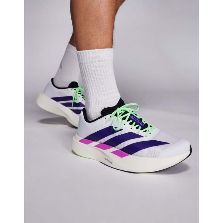 adidas Running Adizero EVO SL sneakers in white and purple | ASOS