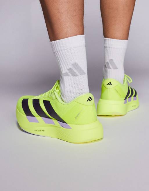 adidas Running Adizero EVO SL sneakers in yellow and purple | ASOS