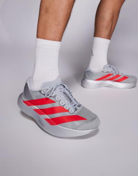 adidas Running Adizero EVO SL trainers in grey and lucid red - view 1