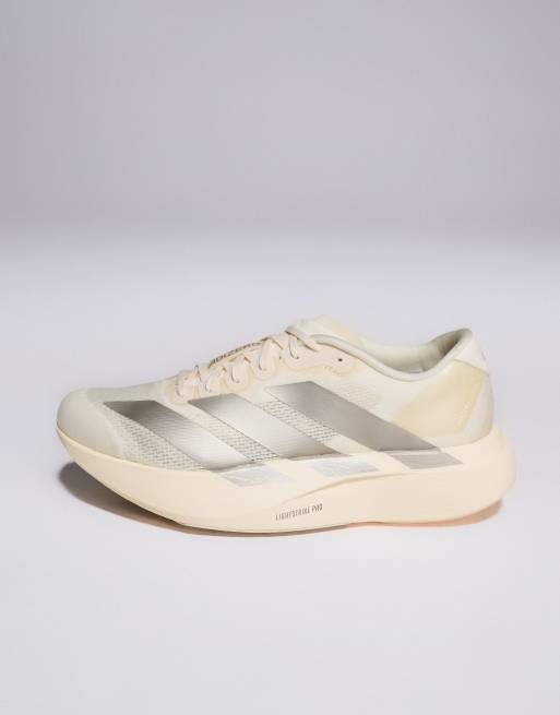 adidas Running Adizero EVO SL trainers in off white and silver