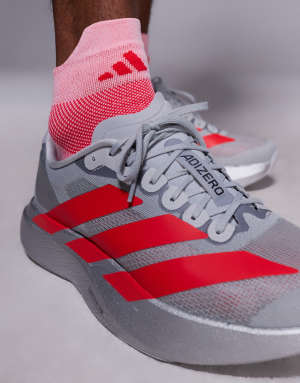 adidas Running Adizero EVO SL trainers in silver and red