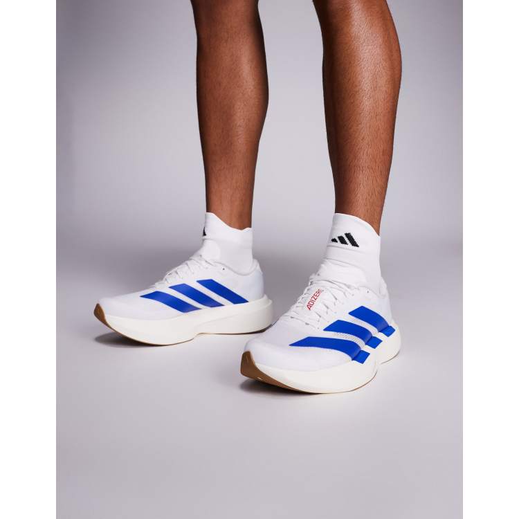 adidas Running Adizero EVO SL trainers in white and blue ASOS