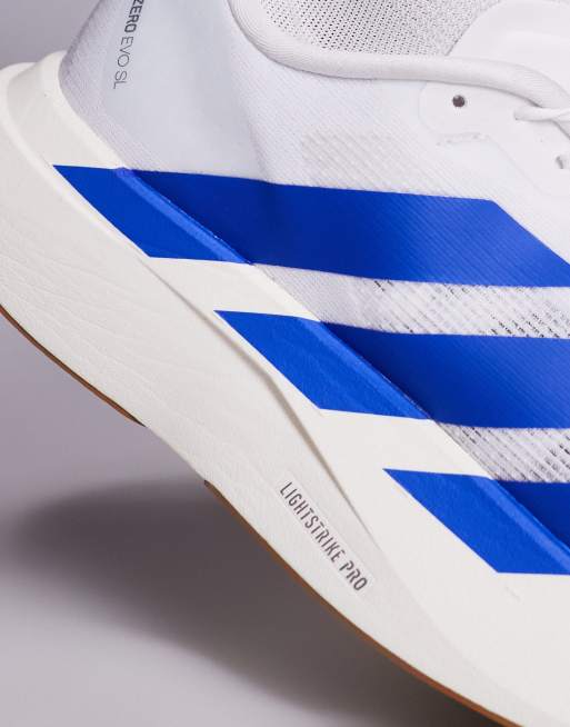 adidas Running Adizero Evo SL trainers in white and blue, 3 of 5