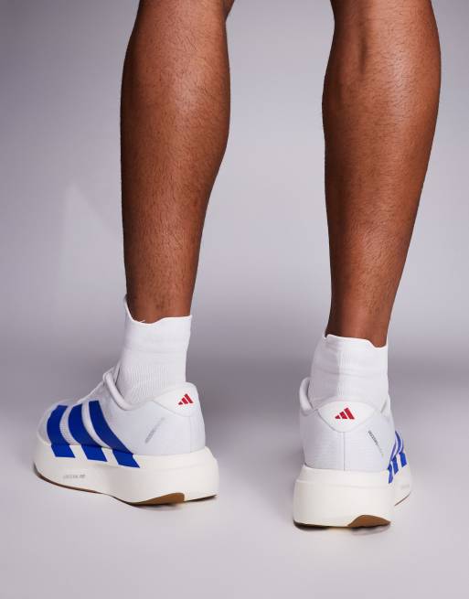 adidas Running Adizero Evo SL trainers in white and blue, 5 of 5