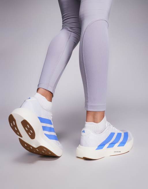 adidas Running Adizero Evo SL trainers in white and blue, 4 of 5