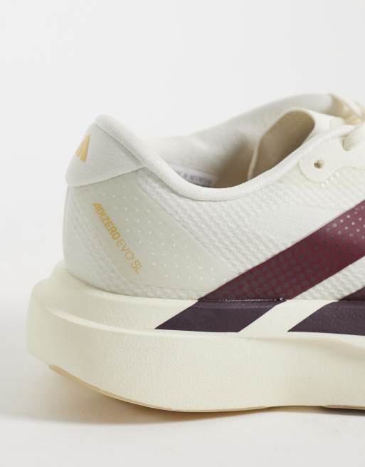 adidas Running Adizero EVO SL trainers in white and burgundy, 2 of 5