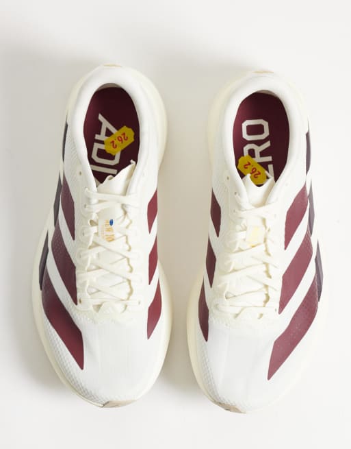 adidas Running Adizero EVO SL trainers in white and burgundy, 4 of 5