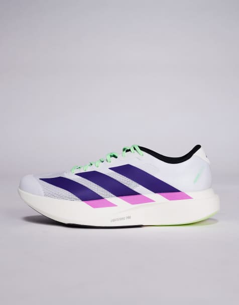 adidas Running Adizero EVO SL trainers in white and purple - view 2