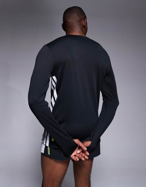 adidas Running – Adizero – Langärmliges Oberteil in Schwarz mit den 3 Streifen an den Seiten, 4 von 4