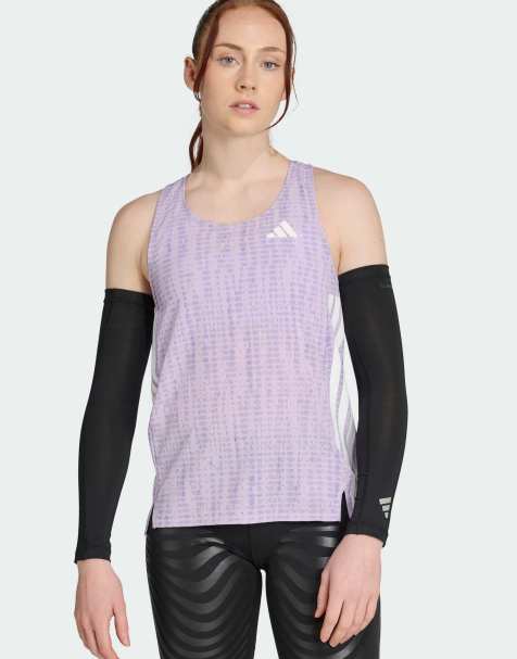 adidas Running Adizero running singlet in powder plum / magic lilac