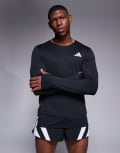 [adidas performance] adidas Running Adizero long sleeve top with side 3 Stripes in black M black