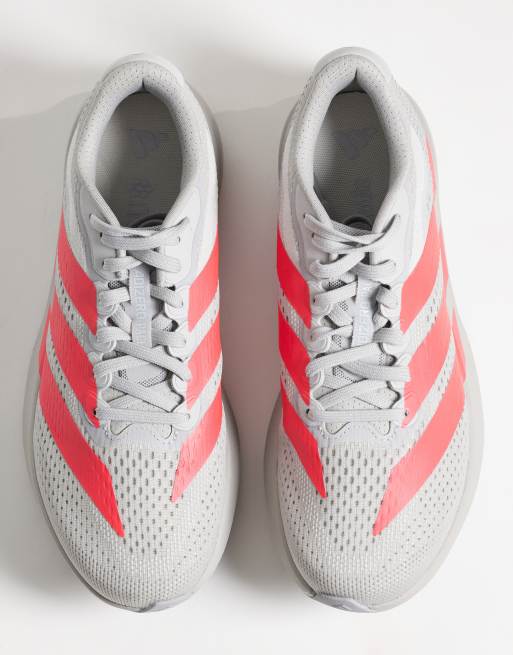 adidas Running Adizero Pacer trainers in red and silver, 3 of 5
