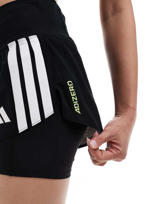 adidas Running Adizero Pantaloncini neri 2-in-1 con tasca per