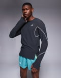 [adidas performance] adidas Running Adizero reflective long sleeve top in black S black