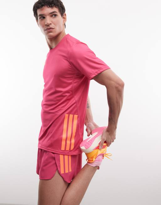adidas Running – Adizero – Różowo-pomarańczowy T-shirt, 4 z 5