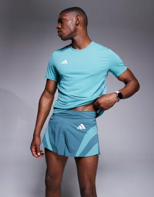 adidas Running - Adizero - Short avec logo 3 bandes sur les côtés - Sarcelle-Bleu