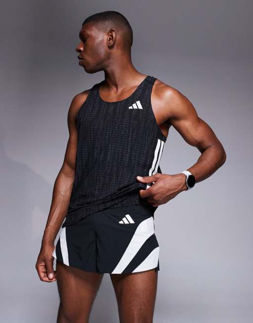 adidas Running Adizero shorts with 3 Stripes to side in black, 2 of 5