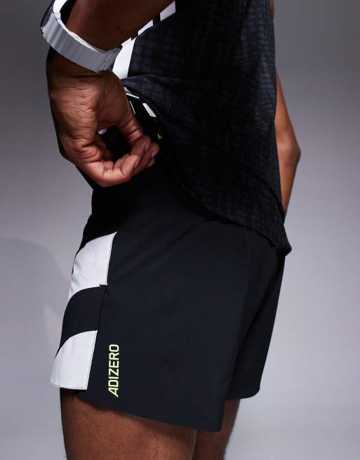 adidas Running Adizero shorts with 3 Stripes to side in black, 3 of 5