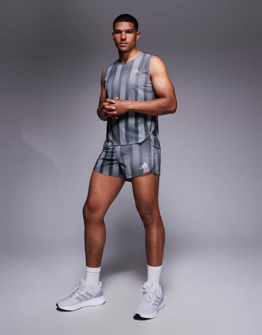 adidas Running Adizero shorts with print in black and grey, 3 of 5