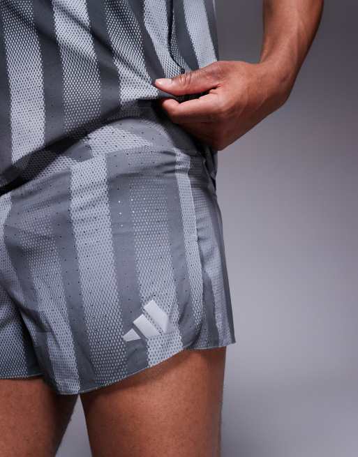 adidas Running Adizero shorts with print in black and grey, 4 of 5