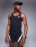 [adidas performance] adidas Running Adizero singlet in black print L black