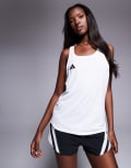 [adidas performance] adidas Running Adizero singlet in white XS white