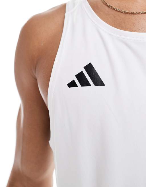 adidas Running Adizero singlet top in white, 4 of 4