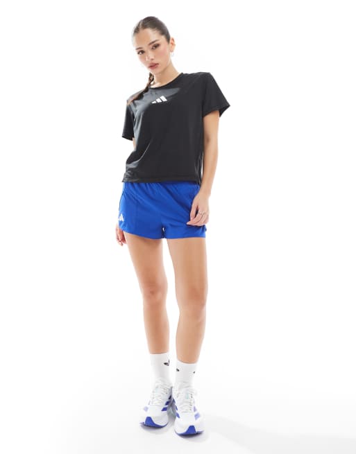 adidas Running Adizero split shorts in blue, 3 of 5