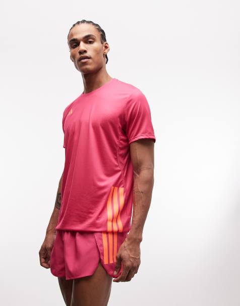 adidas Running Adizero split shorts in pink and orange - view 1