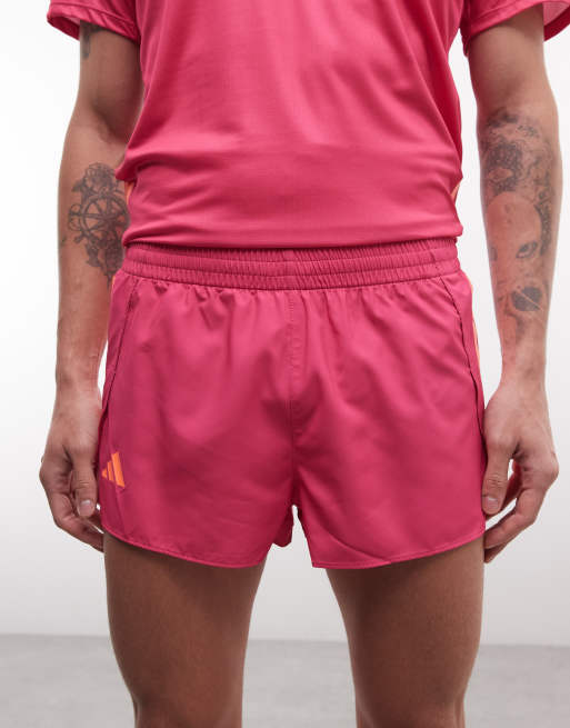 adidas Running Adizero split shorts in pink and orange, 4 of 5