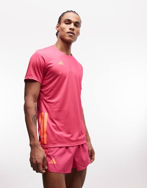 adidas Running Adizero t-shirt in pink and orange - view 1