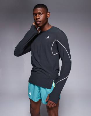 adidas Running - Adizero - Top à manches longues et détails réfléchissants - Noir