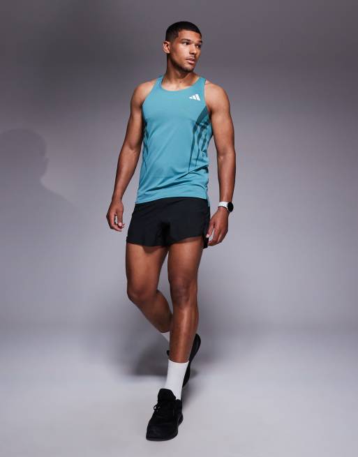 adidas Running Adizero vest met 3 strepen aan de zijkant in turquoise, 4 van 4
