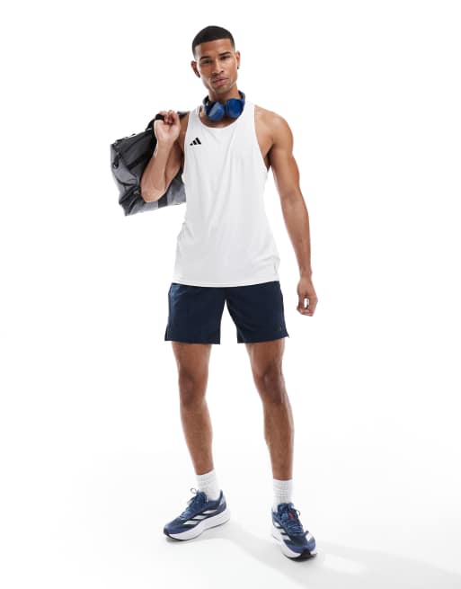 adidas Running Adizero vest top in white, 3 of 4