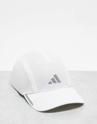 adidas Running Aeroready four-pannel mesh cap in white