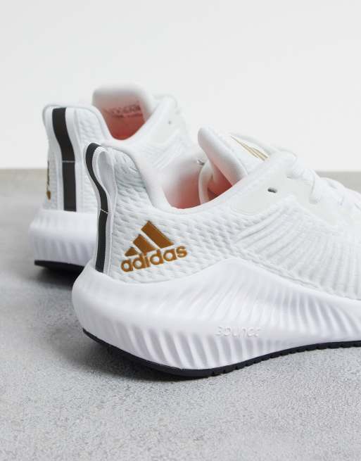 Adidas men's alphabounce instinct three stripe life running shoes white sale