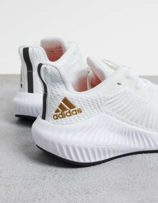 Men's alphabounce instinct three stripe hotsell life running shoes white gold