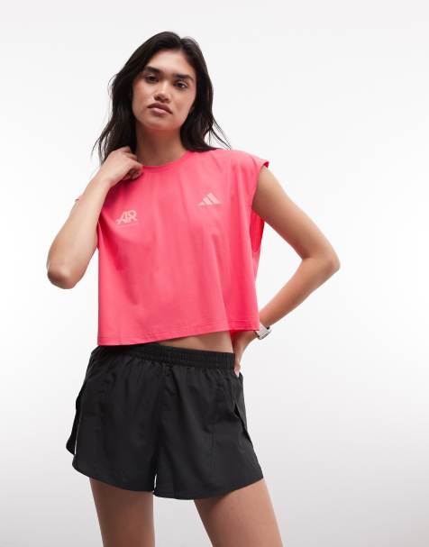 Adidas Running AR cropped t-shirt with backprint in pink - view 1