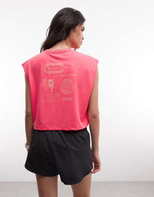 Adidas Running AR cropped t-shirt with backprint in pink, 4 of 5