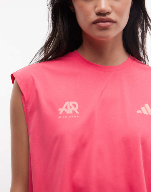 Adidas Running AR cropped t-shirt with backprint in pink, 5 of 5