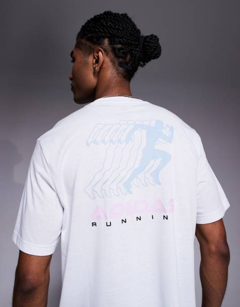 adidas Running t-shirt with retro back print in white