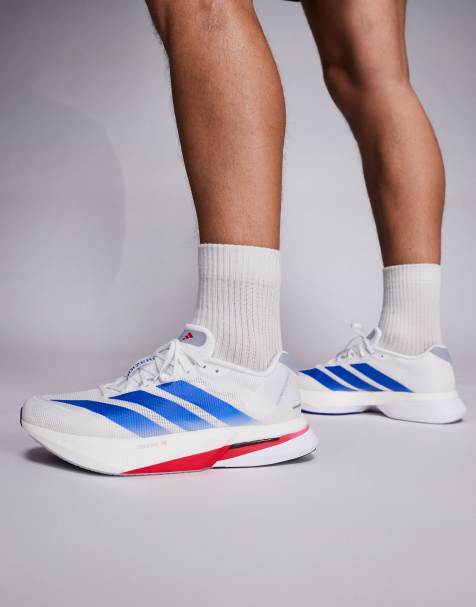 adidas Running Boston 13 trainers in blue red and white - view 1