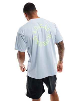 adidas Running Break The Norm back print t-shirt in blue