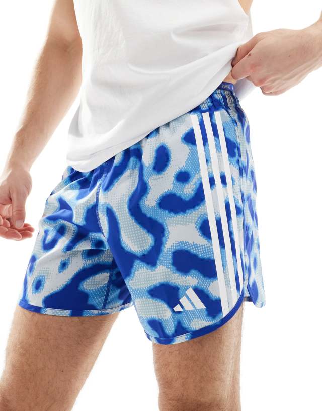 adidas performance - adidas Running camo print shorts in blue