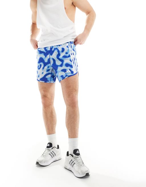 adidas Running camo print shorts in blue ASOS