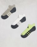 [adidas performance] adidas Running comfort low socks in beige lime white 3 pack-Multi M multi