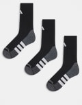 [adidas performance] adidas Running crew socks in black and white 3 pack M Black/ white